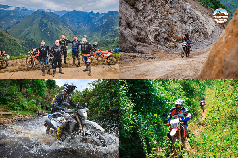 Adventure riders from Frontier Travel Vietnam conquering scenic backroads in Northern Vietnam.